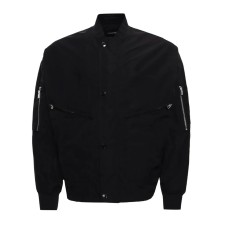 EMPORIO ARMANI BLOUSON JACKET BLACK CON LOGO LETTERING E MULTITASCHE CON CHIUSURA ZIP