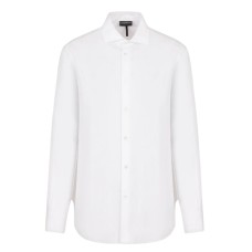 EMPORIO ARMANI CAMICIA REGULAR FIT A MANICA LUNGA IN COTONE WHITE CON LOGO LETTERING ALL OVER	