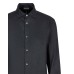 EMPORIO ARMANI CAMICIA REGULAR FIT A MANICA LUNGA IN COTONE BLU NAVY CON LOGO LETTERING ALL OVER