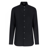 EMPORIO ARMANI CAMICIA REGULAR FIT A MANICA LUNGA IN COTONE BLACK CON LOGO LETTERING ALL OVER