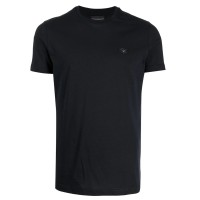 EMPORIO ARMANI T-SHIRT IN COTONE BLU NAVY A MANICA CORTA CON PATCH AQUILA	