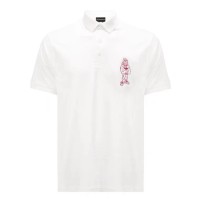 EMPORIO ARMANI POLO A MANICA CORTA WHITE CON LOGO AQUILA CARTOON RICAMATO RED 