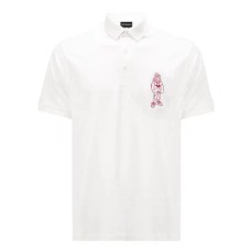 EMPORIO ARMANI POLO A MANICA CORTA WHITE CON LOGO AQUILA CARTOON RICAMATO RED 