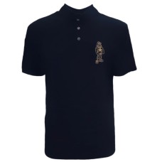 EMPORIO ARMANI POLO A MANICA CORTA BLU NAVY CON LOGO AQUILA CARTOON RICAMATO ORANGE