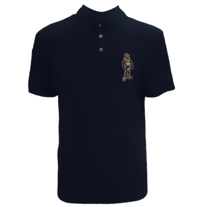 EMPORIO ARMANI POLO A MANICA CORTA BLU NAVY CON LOGO AQUILA CARTOON RICAMATO ORANGE