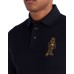 EMPORIO ARMANI POLO A MANICA CORTA BLU NAVY CON LOGO AQUILA CARTOON RICAMATO ORANGE