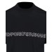 EMPORIO ARMANI T-SHIRT A MANICA CORTA BLACK IN JERSEY MISTO COTONE E TENCEL CON LOGO LETTERING RICAMATO