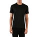 Emporio Armani T-Shirt a manica corta Nera in jersey di cotone e misto Tencel con bande in nastro sulle spalle con logo lettering