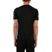 Emporio Armani T-Shirt a manica corta Nera in jersey di cotone e misto Tencel con bande in nastro sulle spalle con logo lettering