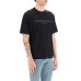 EMPORIO ARMANI T-SHIRT IN LYOCELL A MANICA CORTA BLU NAVY CON LOGO LETTERING TONO SU TONO	