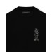 Emporio Armani T-Shirt Nera in cotone a manica corta con logo Aquila Cartoon Ricamato