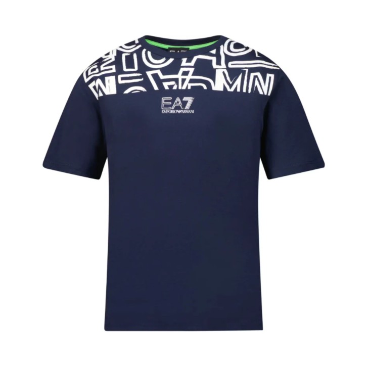 Ea7 Emporio Armani t-shirt da Bimbo blu con logo nella parte anteriore 