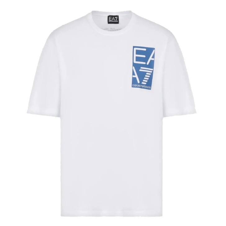 EA7 EMPORIO ARMANI T-SHIRT BIANCA CON LOGO NELLA PARTE POSTERIORE E ANTERIORE 