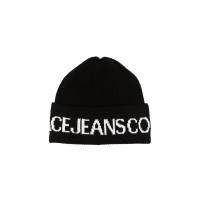 VERSACE JEANS COUTURE CAPPELLO UNISEX BLACK CON LOGO LETTERING WHITE