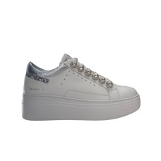 EMANUELLE VEE SNEAKER IN LEATHER TOTAL WHITE E SILVER