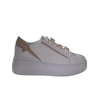 EMANUELLE VEE SNEAKER IN LEATHER WHITE E BEIGE