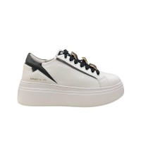 EMANUELLE VEE SNEAKER IN LEATHER WHITE E BLACK