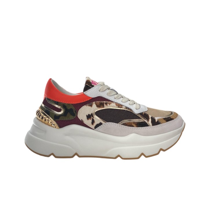 EMANUELLE VEE SNEAKER MULTICOLOR IN LEATHER E CAVALLINO MACULATO