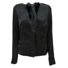 GUESS BY MARCIANO  AMALIA TIE NECK BLOUSE NERA DA DONNA INTERAMENTE LOGATA 