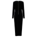 GUESS BY MARCIANO PAM LS MAXI VESTITO IN VELLUTO NERO DA DONNA 