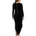 GUESS BY MARCIANO PAM LS MAXI VESTITO IN VELLUTO NERO DA DONNA 