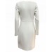 GUESS BY MARCIANO JODY LS WRAP DRESS BIANCO DA DONNA CON BOTTONI NELLA PARTE ANTERIORE 