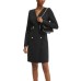 GUESS BY MARCIANO  JODY LS WRAP DRESS NERO DA DONNA CON BOTTONI NELLA PARTE ANTERIORE 