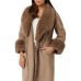 GUESS BY MARCIANO CAPPOTTO IN LANA TAUPE CON COLLO E MANICHE IN SIMILPELLICCIA ESTRAIBILE