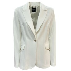 GUESS BY MARCIANO CELIA BLAZER MONOPETTO BIANCO A MANICA LUNGA IN TWILL STRECH 