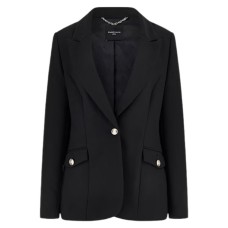 GUESS BY MARCIANO CELIA BLAZER MONOPETTO NERO A MANICA LUNGA IN TWILL STRECH 