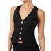 GUESS BY MARCIANO GILET SENZA MANICHE CON SCOLLO A V IN TWILL ELASTICIZZATO 