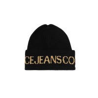 VERSACE JEANS COUTURE CAPPELLO UNISEX BLACK CON LOGO LETTERING GOLD