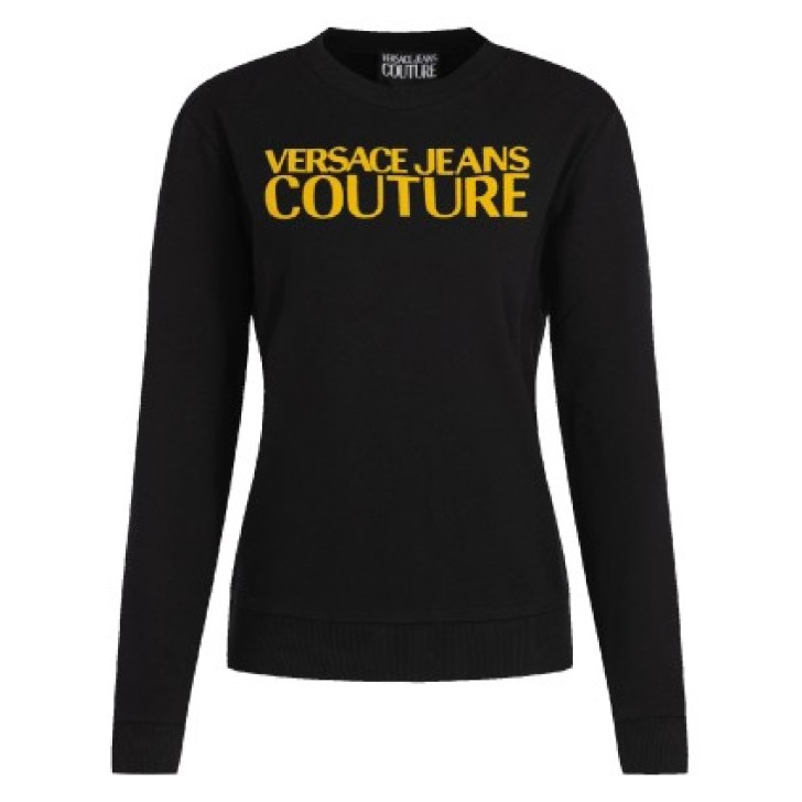 Versace Jeans Couture Felpa da Donna Nera con logo Oro 