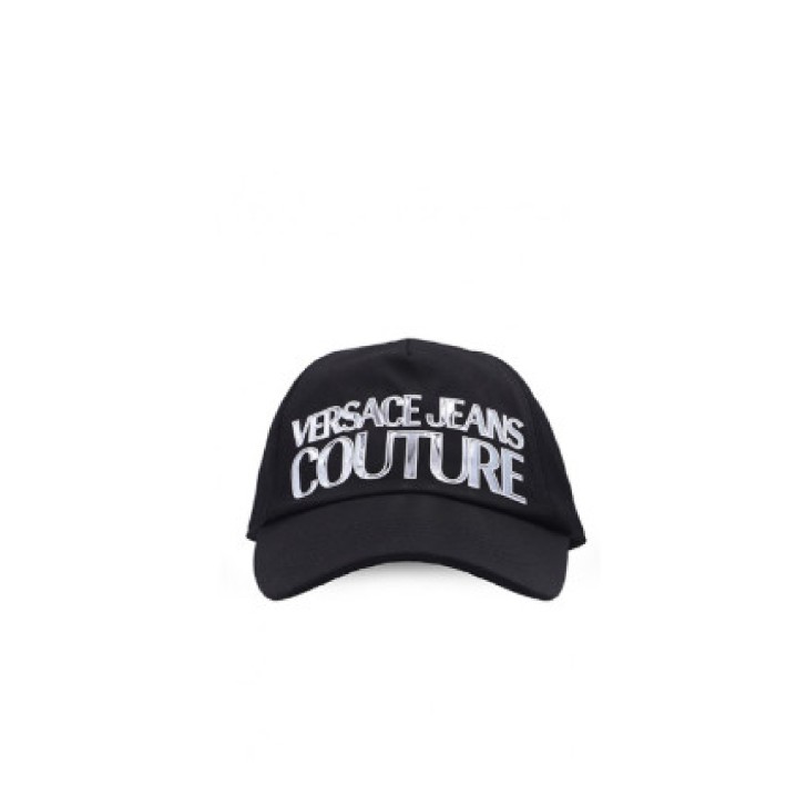 VERSACE JEANS COUTURE CAPPELLO BASEBALL UNISEX BLACK CON LOGO LETTERING SILVER