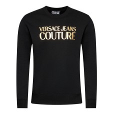 Versace Jeans Couture Felpa Nera a girocollo da Uomo con Logo 