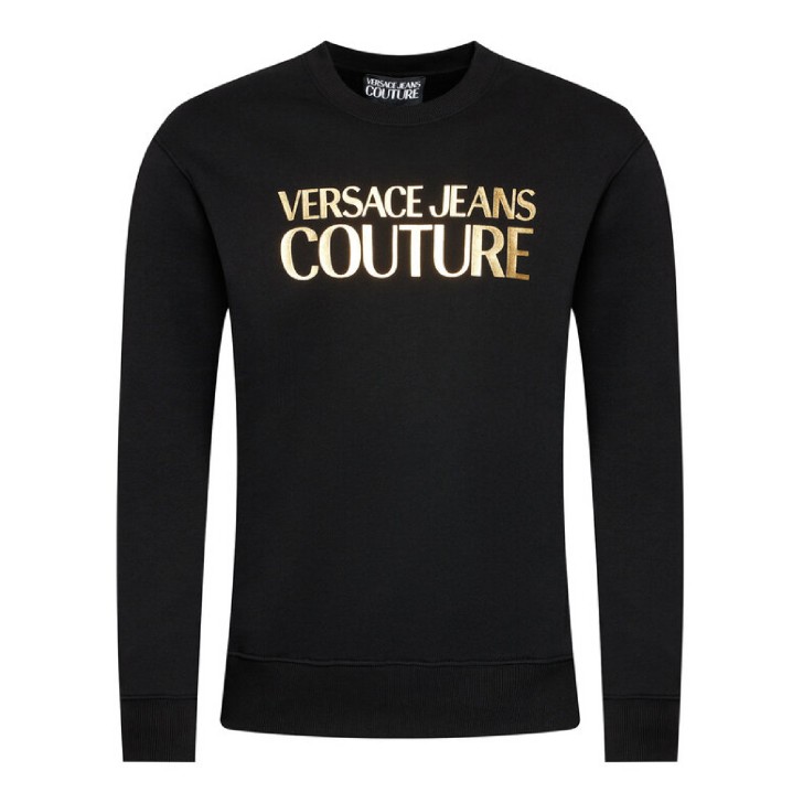 Versace Jeans Couture Felpa Nera a girocollo da Uomo con Logo 