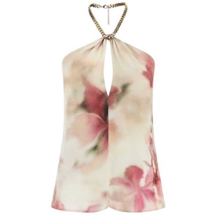 GUESS BY MARCIANO TOP BIANCA STAMPA FLOREALE ALL-OVER