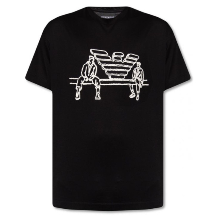 Emporio Armani T-shirt a manica corta Nera da Uomo con maxi logo