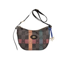 PIERO GUIDI BORSA A TRACOLLA CON STAMPA PG MONOGRAMMA DISEGNO TARTAN DA DONNA 