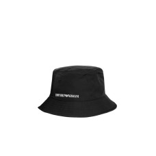 EMPORIO ARMANI CAPPELLO CLOCHE BLACK CON LOGO LETTERING WHITE