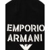 EMPORIO ARMANI BERRETTO IN MISTO LANA BLU NAVY CON MAXI LOGO LETTERING RICAMATO 