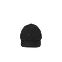 EMPORIO ARMANI CAPPELLO DA BASEBALL BLACK IN NYLON JACQUARD LOGO LETTERING ALL OVER E LOGO LETTERING IN METALLO 