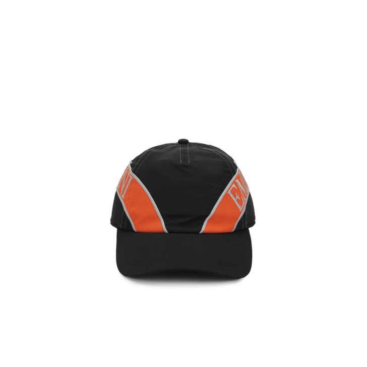 EMPORIO ARMANI CAPPELLO DA BASEBALL BLACK  CON INSERTO ORANGE E LOGO LETTERING RICAMATO