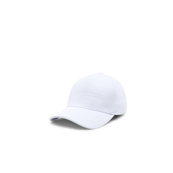 EMPORIO ARMANI CAPPELLO DA BASEBALL WHITE CON LOGO LETTERING TONO SU TONO	