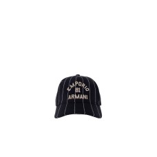 EMPORIO ARMANI CAPPELLO DA BASEBALL BLU NAVY CON LOGO LETTERING GOLD RICAMATO