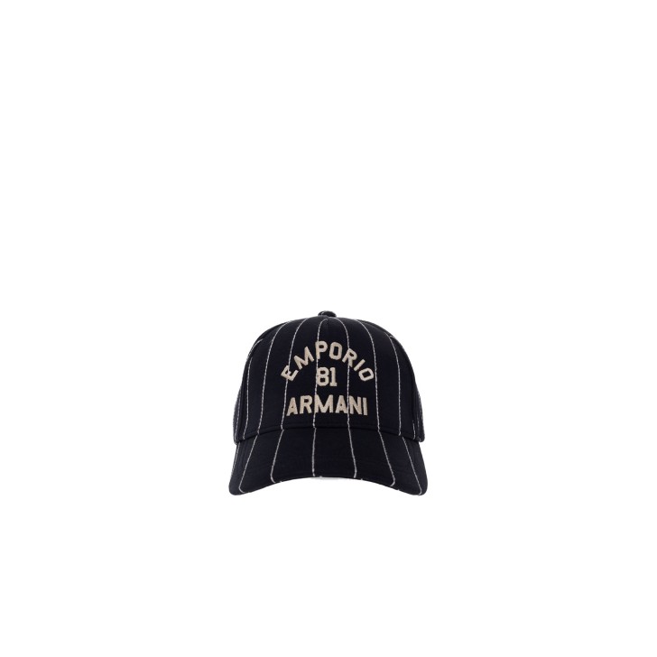 EMPORIO ARMANI CAPPELLO DA BASEBALL BLU NAVY CON LOGO LETTERING GOLD RICAMATO