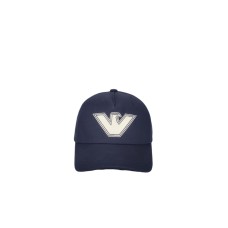 EMPORIO ARMANI CAPPELLO DA BASEBALL BLUE CON MAXI PATCH LOGO AQUILA GOLD RICAMATO