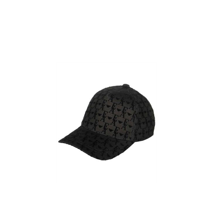 EMPORIO ARMANI CAPPELLO DA BASEBALL UNISEX BLACK CON LOGO EA E LOGO AQUILA ALL OVER 