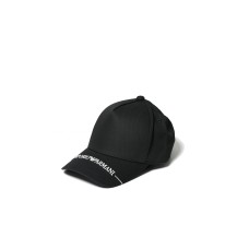 EMPORIO ARMANI CAPPELLO DA BASEBALL BLACK CON LOGO LETTERING RICAMATO WHITE 