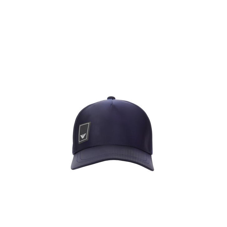 EMPORIO ARMANI CAPPELLO BASEBALL BLU NAVY CON PATCH GOMMATA BLACK CON LOGO AQUILA WHITE